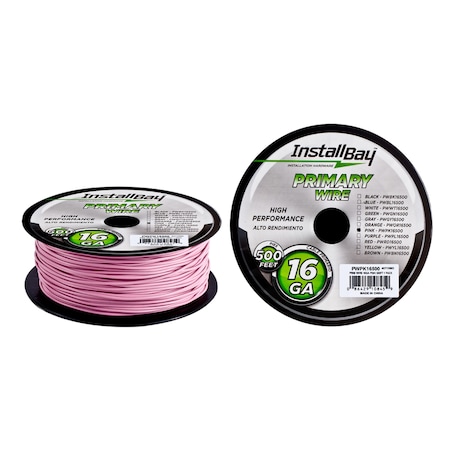 Install Bay Primary Wire, 18 AWG, Copper, Pink PWPK18500